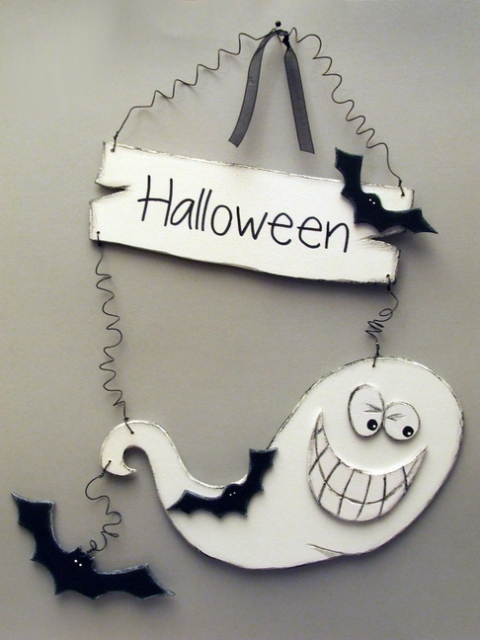 Lornorcera - Szellemes halloween ajtódísz, Meska