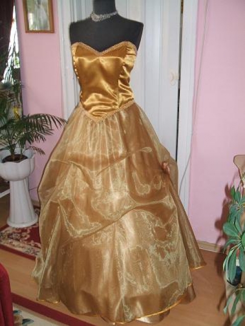 Magdalena55 - Arany organza- selyem báli ruha, Meska