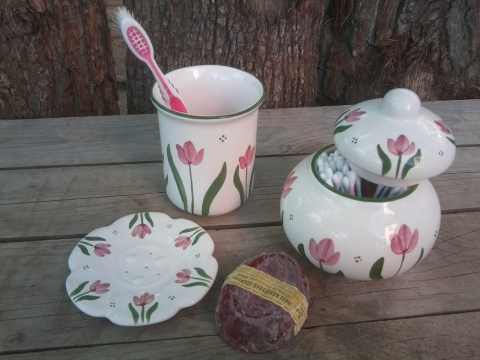 Ntakeramia - Tulipános fürdőszoba szett, Meska