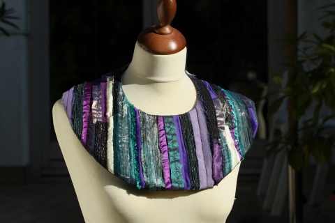 Kormoszsofi - Textil nyakék / gallér (türkiz-lila-zöld), Meska