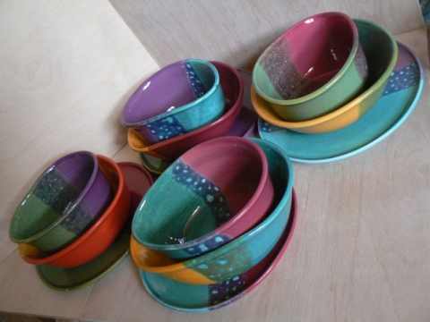 Gabigobre - Vidám részeges kerámia tányér készlet, Meska