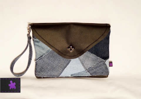 Purpleturtlebag - Farmer-műbőr clutch szegecsekkel, Meska