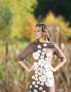 Sylviabiro - Egyedi, háromnegyedes ujjú dekoratív ruha, Meska