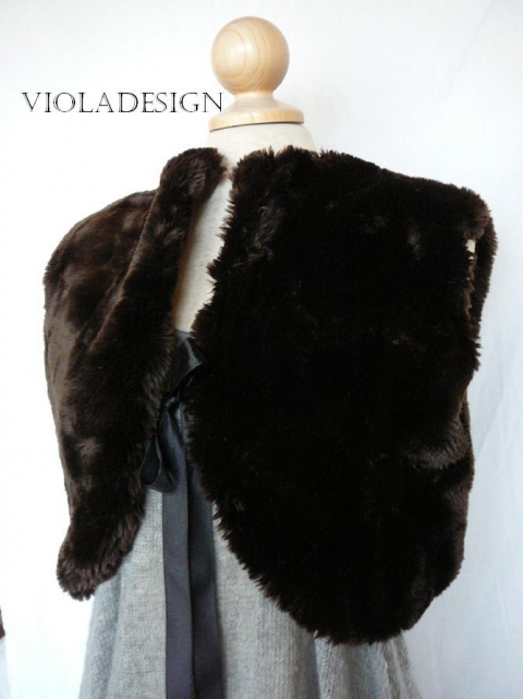 Violadesign - Elegáns csokoládébarna műszőrme mellény, Meska