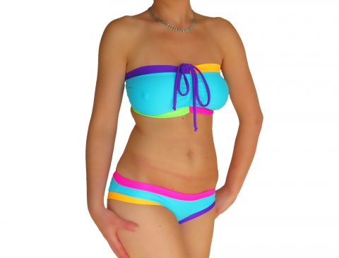 Kék színes Egyedi Bandeau bikini, fürdőruha
