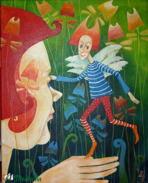 tündérkert III., Dekoráció, Képzőművészet , Kép, A kép feszített vászonra készült akril festékkel. A méretei:40x50xx2cm, Meska
