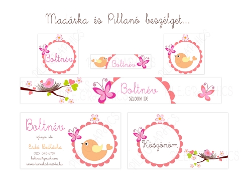 *Madárka és Pillangó beszélget* Meska bolt-design szett, Képzőművészet , Illusztráció, Vegyes technika, Az első benyomás, mikor vásárlóként egy boltba lépünk sokat jelent minden üzletben. Üdvözöld vásárló..., Meska
