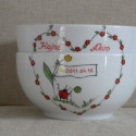 Meglepetés készlet, Konyhafelszerelés, Dekoráció, Kerámia, Porcelán alapra festett névre szóló katicás-lepkés szett esküvőre,eljegyzésre vagy házassági évfordu..., Meska