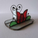 tiffany piros tulipános- szalvétatartó, Konyhafelszerelés, Magyar motívumokkal, Dekoráció, Ez is az asztali tartóka sorozat darabja,bármit tehetsz bele ami belefér,egy fényképet,ünnepi alkalo..., Meska