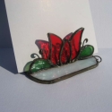 tiffany piros tulipános- szalvétatartó, Konyhafelszerelés, Magyar motívumokkal, Dekoráció, Húsvéti mindenféle, Ez is az asztali tartóka sorozat darabja,bármit tehetsz bele ami belefér,egy fényképet,ünnepi alkalo..., Meska