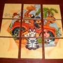 Fa kirako, puzzle Allatos 4., Játék, Fajáték, Logikai játék, Decoupage, szalvétatechnika, 9 darabos fa kirakot keszitettem kicsik szamara szalveta-technikaval.
A lapocskak 5*5 cm-esek. Elszo..., Meska