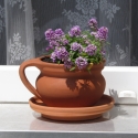 Füles cserép , Otthon, lakberendezés, Kaspó, virágtartó, váza, korsó, cserép, Kerti dísz, Kerámia, 12 cm szélességű és 9 cm magas a korongozott cserép. Mázatlan terrakotta a hozzá való alj is.
..., Meska