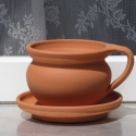 Füles cserép , Otthon, lakberendezés, Kaspó, virágtartó, váza, korsó, cserép, Kerti dísz, Kerámia, 12 cm szélességű és 9 cm magas a korongozott cserép. Mázatlan terrakotta a hozzá való alj is.
..., Meska