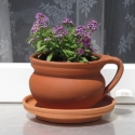 Füles cserép , Otthon, lakberendezés, Kaspó, virágtartó, váza, korsó, cserép, Kerti dísz, Kerámia, 12 cm szélességű és 9 cm magas a korongozott cserép. Mázatlan terrakotta a hozzá való alj is.
..., Meska