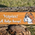 Vigyázz! A kutya harap! , Állatfelszerelések, Képzőművészet , Otthon, lakberendezés, Utcatábla, névtábla, Famegmunkálás, Festett tárgyak, Fatáblára akril festékkel készült festmény. Az időjárás viszontagságaitól lakkréteg védi.

Minden tá..., Meska