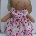 Nyuszilány, Dekoráció, Játék, Baba-mama-gyerek, Baba, babaház, 28 cm magas (plusz a füle :), saját tervezésű vidám nyuszikislány. Pamutvászon anyag a teste, virágo..., Meska