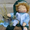 Vízimanó- Kiállításra készült baba, Képzőművészet , Játék, Textil, Baba, babaház, Baba-és bábkészítés, Varrás, Ez a manó A Magyar Kézművességért Alapítvány által a Vajdahunyadvárban szervezett Magyar kézművesség..., Meska