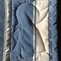 Napkalapos Zsuzsi kékben, Dekoráció, Kép, Patchwork, foltvarrás, Zsuzsis kép új színösszeállításban. Többféle kéket használtunk, indást és virágmintásat, kockással é..., Meska