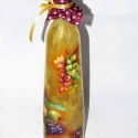 Gyümölcsmintás üveg, házi szörpnek, 7dl-es !, Konyhafelszerelés, Otthon, lakberendezés, Bögre, csésze, Kancsó , Decoupage, szalvétatechnika, Gyümölcsmintás üveg, házi szörpnek ! Igényes, szép kidolgozással, csipkepapírral, némi kézi festésse..., Meska