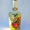 Dekoratív, oliva-gyümölcsmintás italosüveg, dombormintával !, Férfiaknak, Otthon, lakberendezés, Konyhafelszerelés, Kancsó , Decoupage, szalvétatechnika, Dekoratív, oliva-gyümölcsmintás  italosüveg, (pálinkának vagy bármilyen más italfélének!)
Igényes, s..., Meska