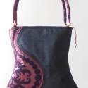 ARTBAG- Farmertáska  különleges  taft betéttel, Táska, Válltáska, oldaltáska, Varrás, Sötétkékes szürke   farmer táska ,egyedileg applikált nyomottmintás taft betéttel,fekete csipkével.
..., Meska