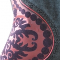 ARTBAG- Farmertáska  különleges  taft betéttel, Táska, Válltáska, oldaltáska, Varrás, Sötétkékes szürke   farmer táska ,egyedileg applikált nyomottmintás taft betéttel,fekete csipkével.
..., Meska