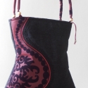 ARTBAG- Farmertáska  különleges  taft betéttel, Táska, Válltáska, oldaltáska, Varrás, Sötétkékes szürke   farmer táska ,egyedileg applikált nyomottmintás taft betéttel,fekete csipkével.
..., Meska