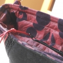 ARTBAG- Farmertáska  különleges  taft betéttel, Táska, Válltáska, oldaltáska, Varrás, Sötétkékes szürke   farmer táska ,egyedileg applikált nyomottmintás taft betéttel,fekete csipkével.
..., Meska