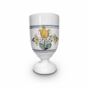 Sárga tulipános Habán boros kehely, Magyar motívumokkal, Dekoráció, Konyhafelszerelés, Bögre, csésze, , Meska