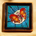 Pillés  Tűzzománc kép, Otthon, lakberendezés, Falikép, Ötvös, Tűzzománc, Pillés képecske
mére  kerettel 12cm x 12cm, Meska