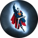 Bakelit Óra Superman - MarNemSoul Collection, Dekoráció, Otthon, lakberendezés, Férfiaknak, Falióra, Festészet, Újrahasznosított alapanyagból készült termékek, Régi, nem használatos bakelitlemezből készítettem. A festmény rajta street art stílusú, stencil-tech..., Meska