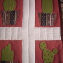 Szúrós!, Dekoráció, Otthon, lakberendezés, Lakástextil, Patchwork, foltvarrás, Újrahasznosított alapanyagból készült termékek, Mediterrán hangulatú textilkép, amit kézi varrással és tűzéssel készítettem újrahasznosított anyagok..., Meska