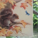 Mókus, Dekoráció, Otthon, lakberendezés, Kép, Decoupage, szalvétatechnika, 10x10 cm-es csempére szalvétatechnikával készítettem el, ezt a mókust, állatbarát kicsiknek és nagyo..., Meska