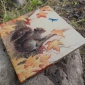 Mókus, Dekoráció, Otthon, lakberendezés, Kép, Decoupage, szalvétatechnika, 10x10 cm-es csempére szalvétatechnikával készítettem el, ezt a mókust, állatbarát kicsiknek és nagyo..., Meska