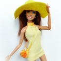 \"Napsugár\"  Barbie ruha, Játék, Baba-mama-gyerek, Ruha, divat, cipő, Varrás, Nyárra hangolódva Barbie ruhatára is erőteljesebb színekkel, vidám hangulatot képvisel.
Krémsárga pa..., Meska