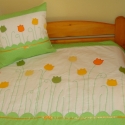 Zöld pöttyös tulipános ágytakaró, Otthon, lakberendezés, Baba-mama-gyerek, Lakástextil, Gyerekszoba, Varrás, Patchwork, foltvarrás, MEGRENDELÉSRE!
Erre kérlek ne kattints, már másé.

Pamutvászonból készült, rávarrt tulipánok és szal..., Meska
