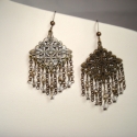 Bronz fülbevaló swarovski gyöngyökkel, Ékszer, óra, Fülbevaló, Gyöngyfűzés, Ékszerkészítés, Áttetsző swarovski gyöngy,  réz színű fülbevalóalap és réz színű fülbevalóakasztó felhasználásával k..., Meska