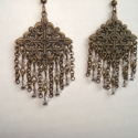 Bronz fülbevaló swarovski gyöngyökkel, Ékszer, óra, Fülbevaló, Gyöngyfűzés, Ékszerkészítés, Áttetsző swarovski gyöngy,  réz színű fülbevalóalap és réz színű fülbevalóakasztó felhasználásával k..., Meska