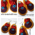 COLORFUL fülbevaló, textilékszer, Ékszer, óra, Fülbevaló, Ékszerkészítés, Varrás, Sárga, lila, piros filcre varrtam türkiz, piros, világoskék színű gyöngyöket. Hossza: 5 cm., Meska