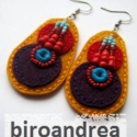 COLORFUL fülbevaló, textilékszer, Ékszer, óra, Fülbevaló, Ékszerkészítés, Varrás, Sárga, lila, piros filcre varrtam türkiz, piros, világoskék színű gyöngyöket. Hossza: 5 cm., Meska