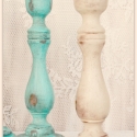 Shabby Chic fa gyertyatartó szett - türkiz + elefántcsont színű, ajándék gyertyával, Dekoráció, Otthon, lakberendezés, Gyertya, mécses, gyertyatartó, Ünnepi dekoráció, Festett tárgyak, Famegmunkálás, Kb. 3-4 nap alatt készül el.

Provence-i stílusú gyertyatartókat készítettem, a shabby chic stílus s..., Meska