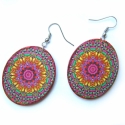 Kétoldalú mandala füli (bordó - magenta), Ékszer, óra, Fülbevaló, Decoupage, szalvétatechnika, Ékszerkészítés, Mindkét oldalán mandala mintás a fülbevaló, így nem kell amiatt aggódni, hogy kifordul. A két különb..., Meska
