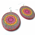 Kétoldalú mandala füli (bordó - magenta), Ékszer, óra, Fülbevaló, Decoupage, szalvétatechnika, Ékszerkészítés, Mindkét oldalán mandala mintás a fülbevaló, így nem kell amiatt aggódni, hogy kifordul. A két különb..., Meska