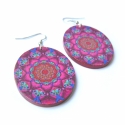 Kétoldalú mandala füli (bordó - magenta), Ékszer, óra, Fülbevaló, Decoupage, szalvétatechnika, Ékszerkészítés, Mindkét oldalán mandala mintás a fülbevaló, így nem kell amiatt aggódni, hogy kifordul. A két különb..., Meska