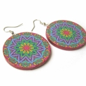 Kétoldalú mandala füli (lila - bordó - kék), Ékszer, óra, Fülbevaló, Decoupage, szalvétatechnika, Ékszerkészítés, Mindkét oldalán mandala mintás a fülbevaló, így nem kell amiatt aggódni, hogy kifordul. A két különb..., Meska