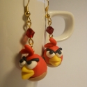 Angry Birds, Piros Madár fülbevaló , Ékszer, óra, Fülbevaló, , Meska