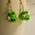 Angry Birds, Zöld Malac fülbevaló, Ékszer, óra, Fülbevaló, , Meska