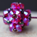 Pink Swarovski kristályos szett, Ékszer, óra, Ékszerszett, Light Siam 2 AB 4 mm-es Swarovski kristályból és csiszolt gyöngyökből készült a nyaklánc és a fülbev..., Meska