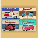 Campervan és Vespa hűtőmágnes csomag, Konyhafelszerelés, Hűtőmágnes, Az ajánlat 4 db vékony mágneslapra kasírozott, lemosható képet tartalmaz.
Méret: 7,5 x 5 cm

A mágne..., Meska