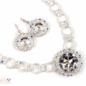 Crystal - Ice Queen Szett- Fűzött, Swarovski kristály nyakék és fülbevaló valódi ezüst kapcsolóval, Ékszer, óra, Fülbevaló, , Meska